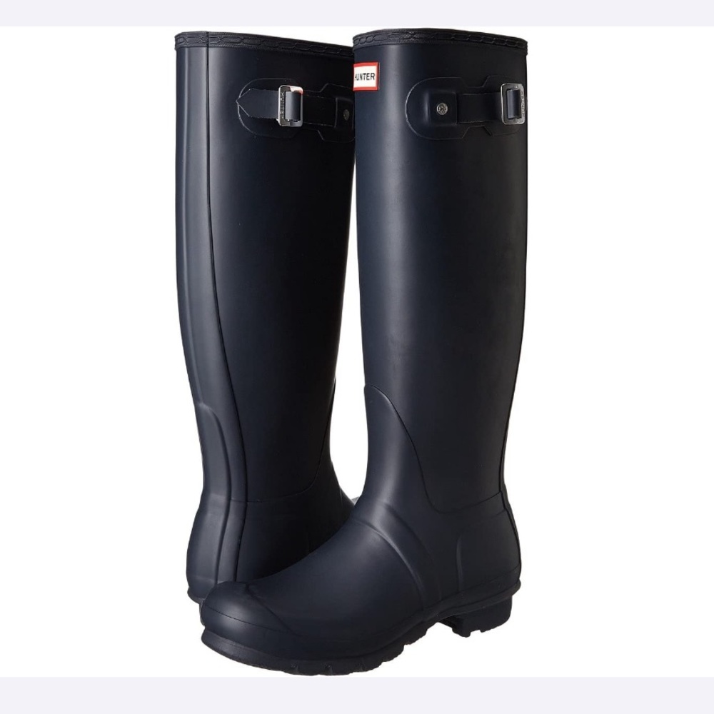 Matt navy tall hunter boots